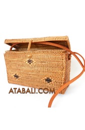 Ata ethnic square bag with leather